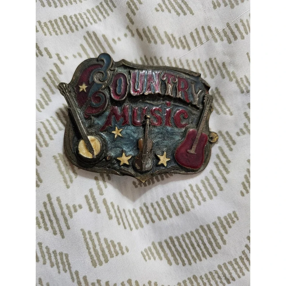Vintage 1982 Great American Buckle Co Country Music Belt Buckle H919 USA Made
